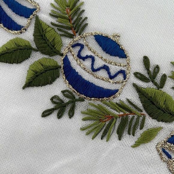 Embroidered holiday cotton 30.5” X 31” table cover - Picture 2 of 5